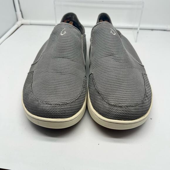 Olukai Shoes Mens 13 Nohea Mesh Gray Slip On Casual Boat Loafer Sneakers - Picture 4 of 8
